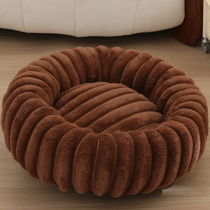 40–70cm Round Plush Pet Bed – Super Soft Warm Sleeping Bed for Cats & Medium Dogs