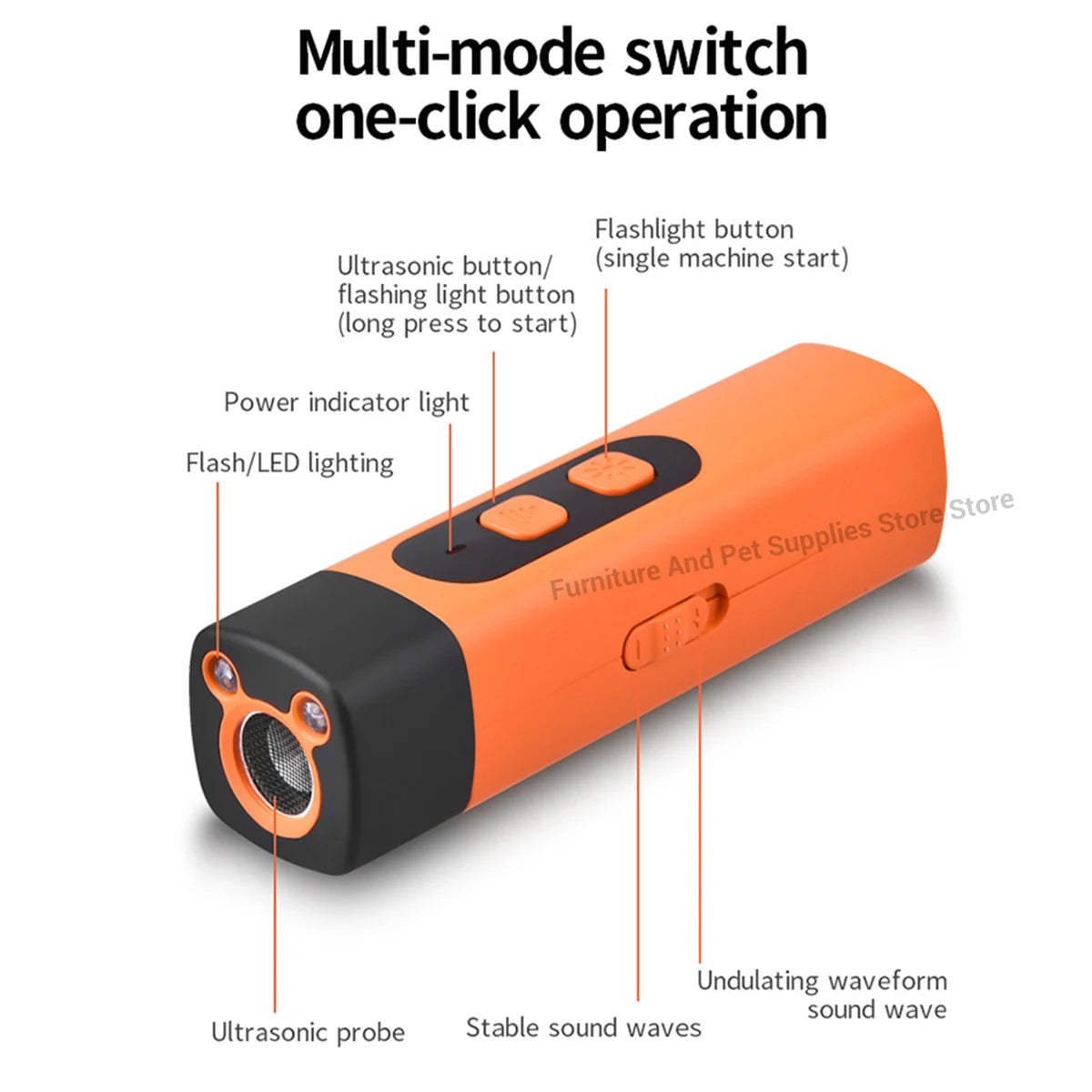 Rechargeable Ultrasonic Dog Repeller – Anti-Barking Training Device with LED Flashlight for Safe Dog Deterrent & Behavior Control.