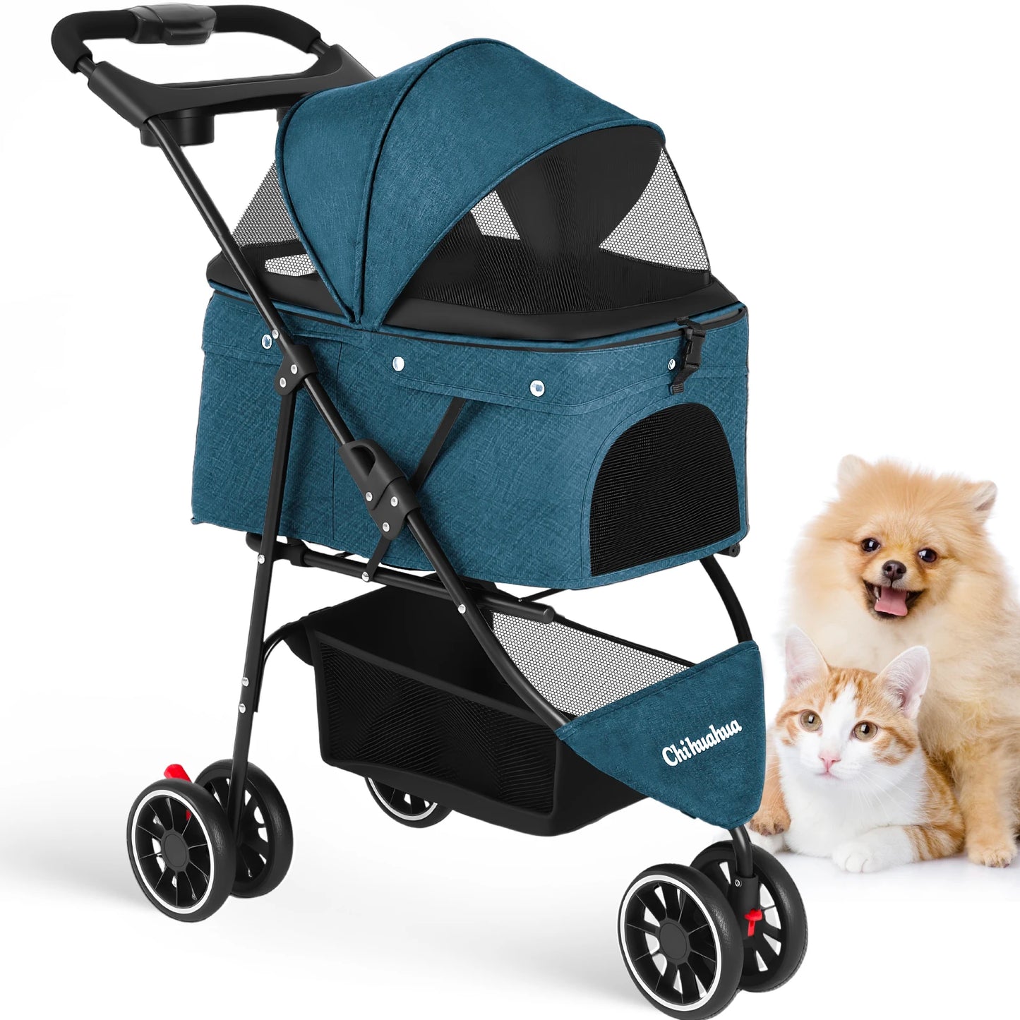 Portable Pet Stroller – Foldable Travel Carrier for Small Dogs & Cats, Comfortable Puppy & Pet Strolling Cart