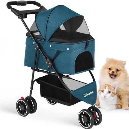 Portable Pet Stroller – Foldable Travel Carrier for Small Dogs & Cats, Comfortable Puppy & Pet Strolling Cart