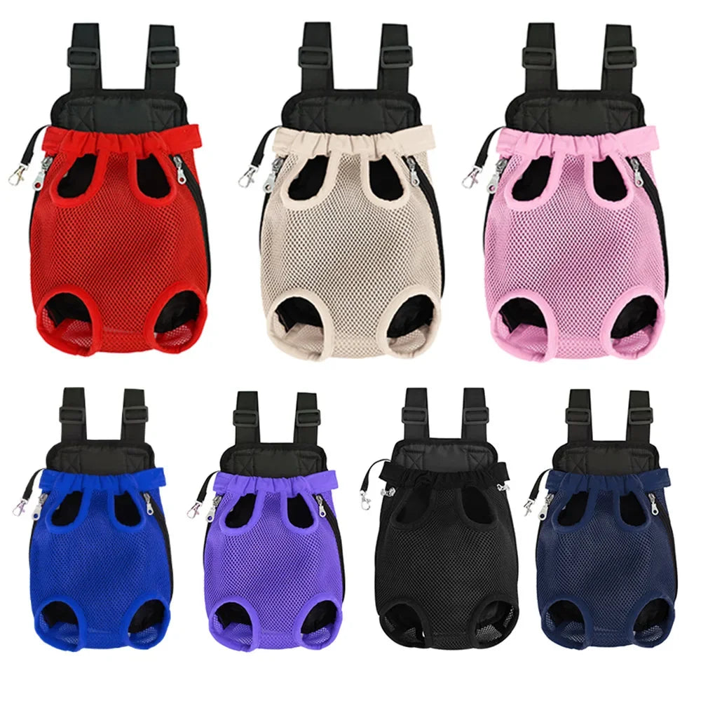 Portable Pet Backpack – Double-Shoulder Mesh Carrier Bag for Cats & Dogs, Front and Outdoor Travel Pet Bag.