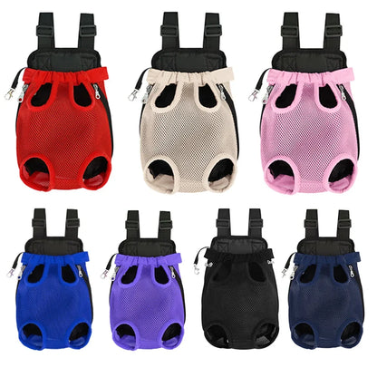 Portable Pet Backpack – Double-Shoulder Mesh Carrier Bag for Cats & Dogs, Front and Outdoor Travel Pet Bag.