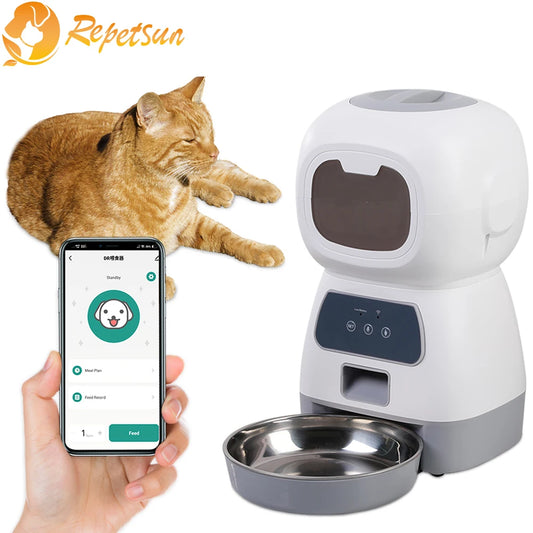 3.5L WiFi Smart Pet Feeder – Automatic Slow Feed Food Dispenser with Voice Recorder & Timed Feeding for Cats & Dogs.