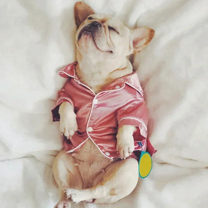Soft Silk Pet Pajamas – Comfortable Dog & Cat Sleepwear Shirt for Small Pets, Lightweight Cozy Home Clothing.