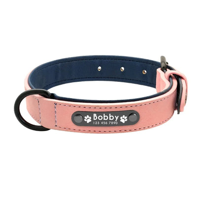 Personalized Leather Dog Collar – Custom Name ID Tag Collar for Small, Medium & Large Dogs, Durable Adjustable Pet Accessory.