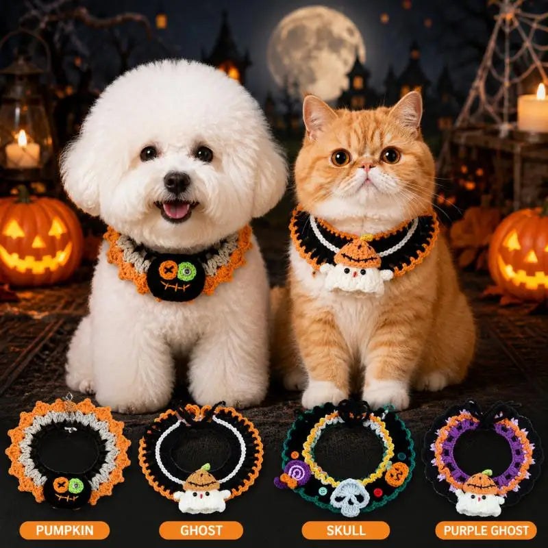 Halloween Pet Bandana Collar – Festive Holiday Scarf Bib for Dogs, Puppies & Cats.