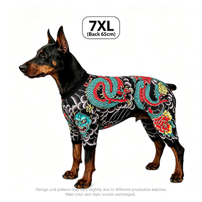 Streetwear Pet Tattoo Bodysuit – 4-Way Stretch Full-Body Costume for Small to Large Dogs & Cats (S–10XL).