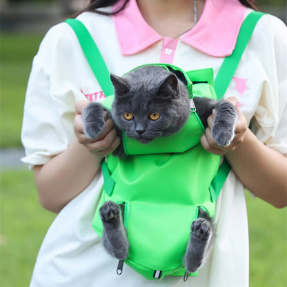 Multifunctional Pet Carrier Backpack – Breathable Double-Shoulder Cat Bag, Anti-Scratch Foldable Portable Design for Safe Travel.
