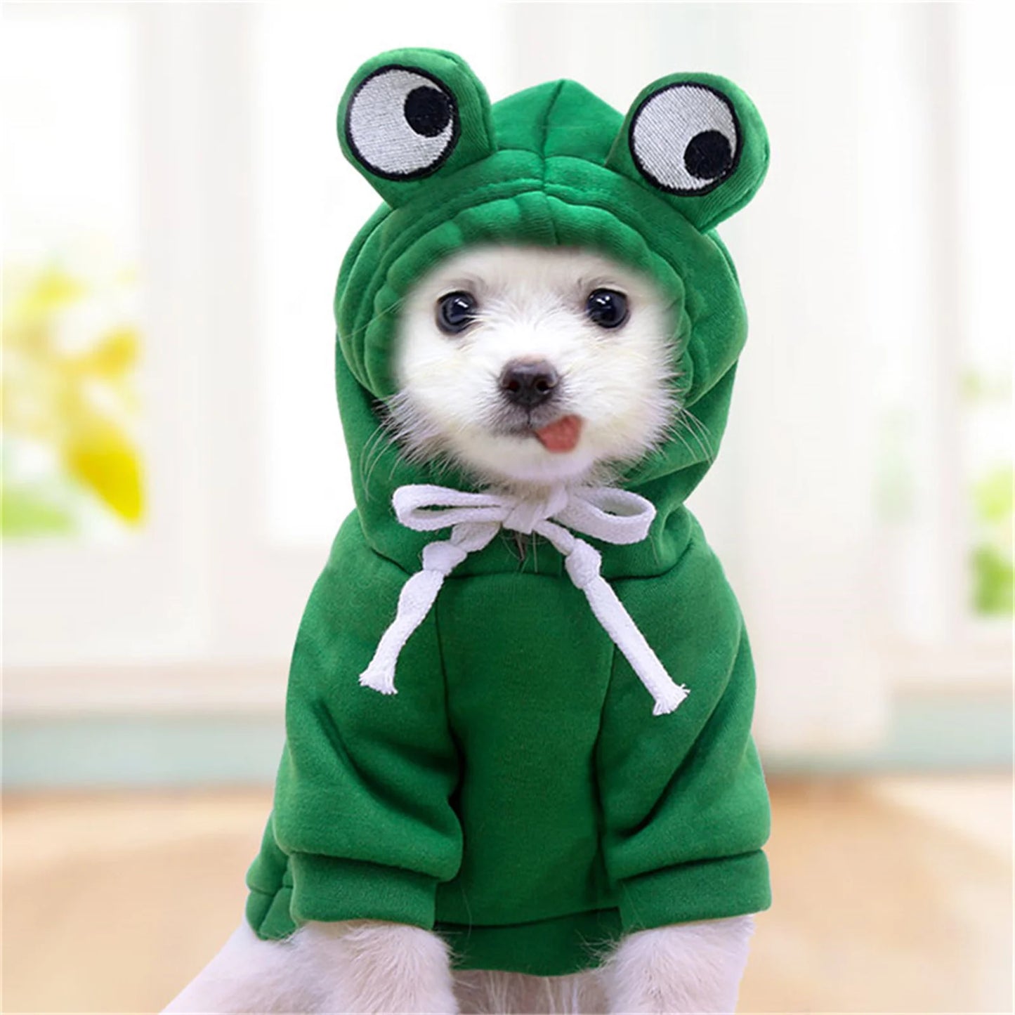 Cute Animal Design Dog Hoodie – Warm Fleece Sweater Coat (Frog Style) for Puppies & Dogs, Outdoor Pet Outerwear Jacket.