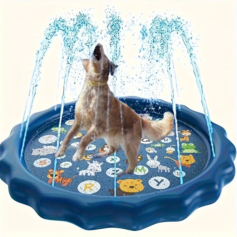 Heavy-Duty Outdoor Pet Bath Basin – Anti-Slip Dog Cooling Pool with Water Spray Function for Bathing, Splash Play & Ice Cooling Fun.