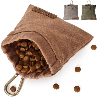 Hands-Free Dog Treat Training Pouch with Carabiner, Walking Snack Bag, Waist Pack Storage for Puppy Rewards & Pet Training.