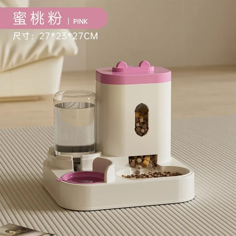 Automatic Pet Feeder with Water Fountain – Large-Capacity Food Bowl and Storage Dispenser for Dogs & Cats, Puppy Feeding Accessory.