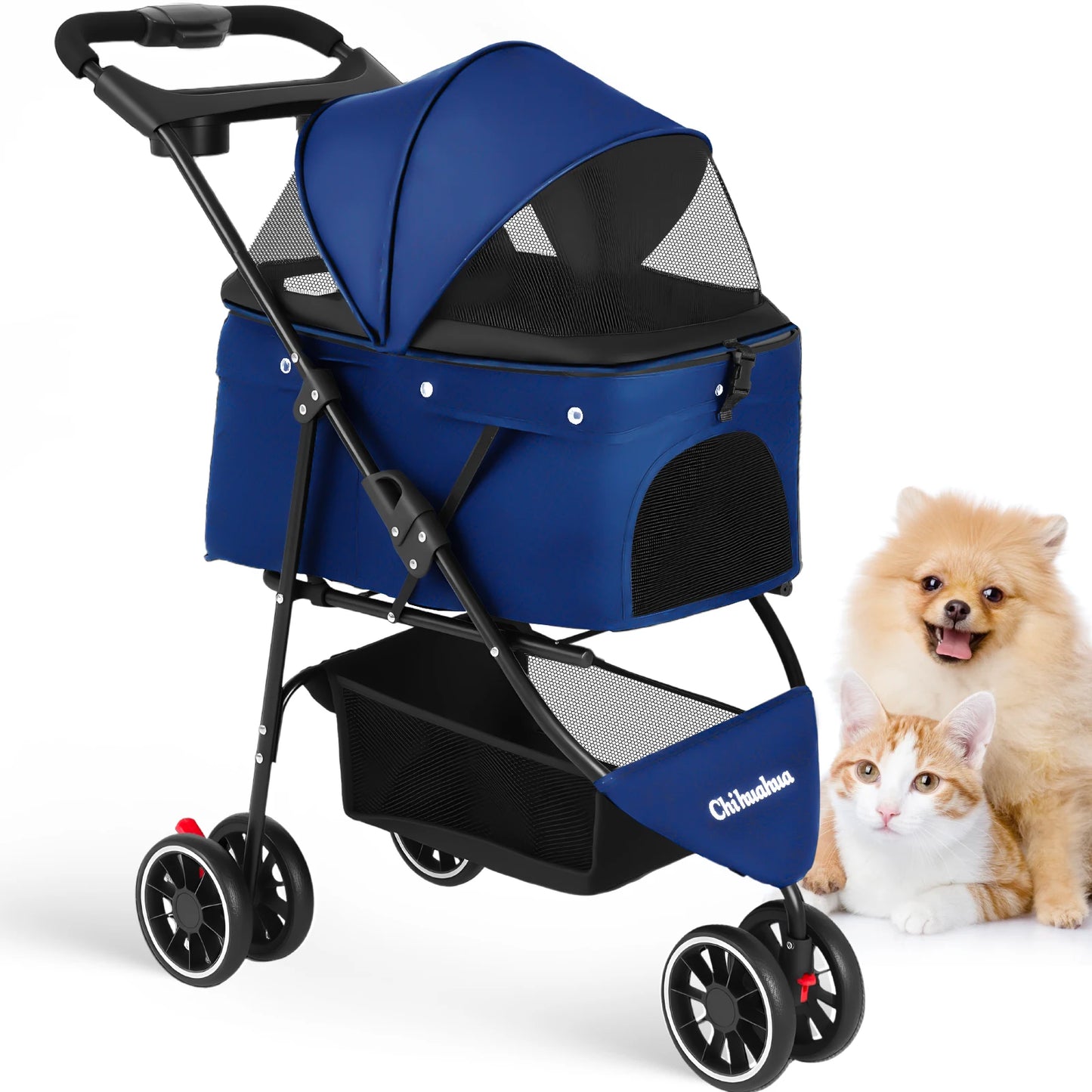 Portable Pet Stroller – Foldable Travel Carrier for Small Dogs & Cats, Comfortable Puppy & Pet Strolling Cart