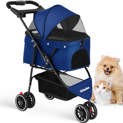Portable Pet Stroller – Foldable Travel Carrier for Small Dogs & Cats, Comfortable Puppy & Pet Strolling Cart