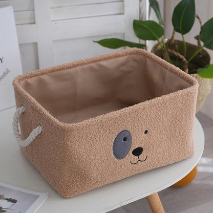 Plush Rectangular Pet Toy and Clothing Storage Basket.