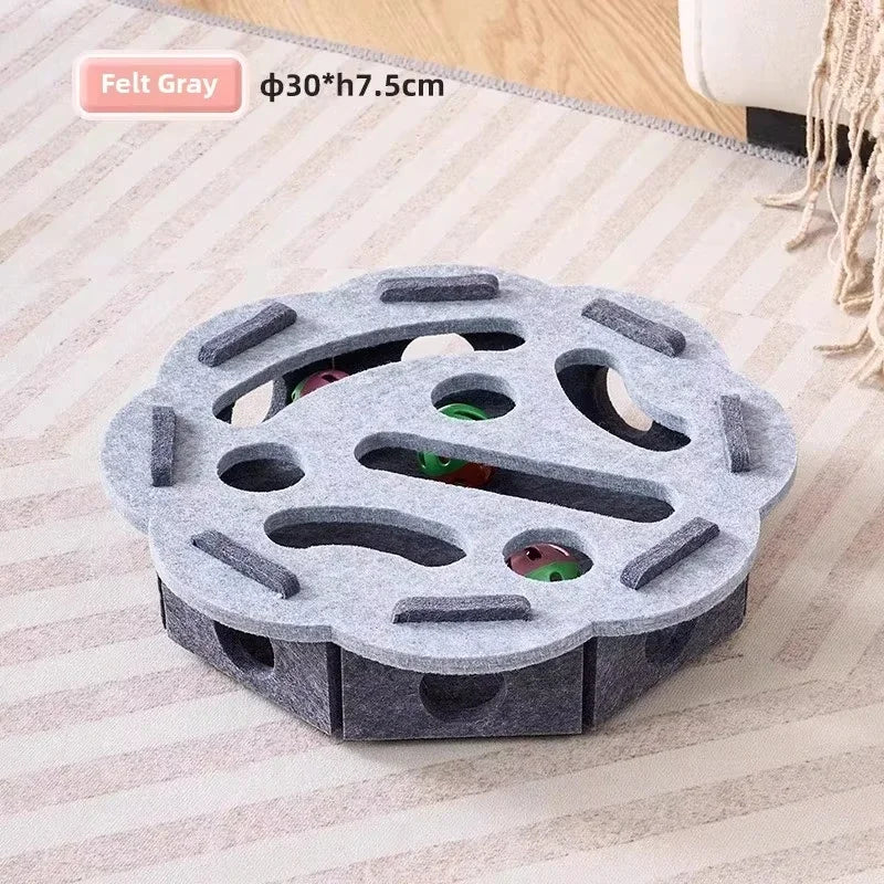 Cat Puzzle Toy Felt Box – Interactive Exercise & Hunting Game with Ball for Indoor Cats, Fun Entertainment and Mental Stimulation Toy.