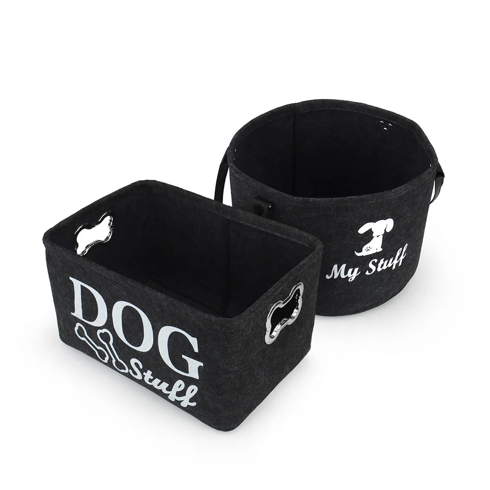 Dog Toy and Accessory Storage Basket for Clothes, Toys, and Pet Essentials.
