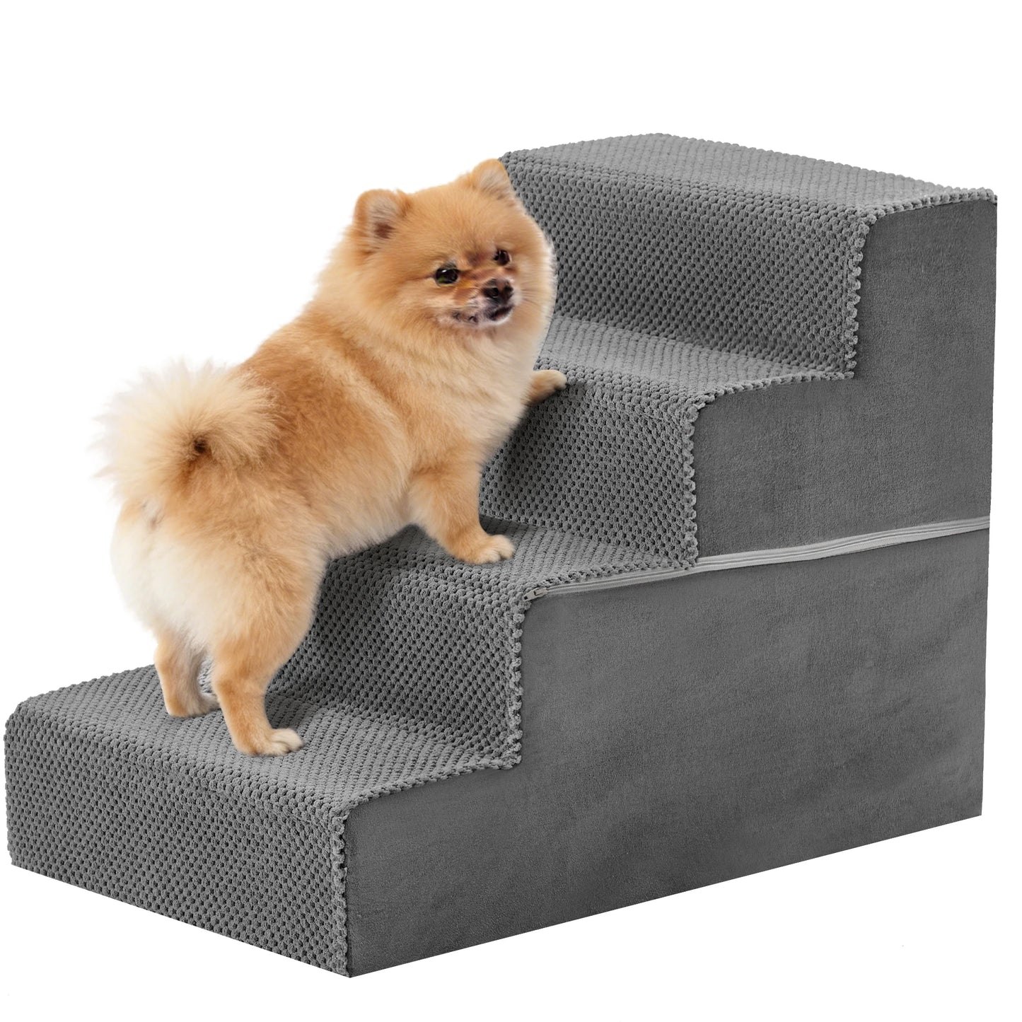 JHK 3–5 Step Foam Dog Stairs Ramp – Non-Slip Right-Angled Pet Ladder for Small Dogs and Cats, Indoor Climbing Steps for Beds & Sofas.
