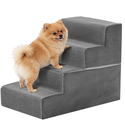 JHK 3–5 Step Foam Dog Stairs Ramp – Non-Slip Right-Angled Pet Ladder for Small Dogs and Cats, Indoor Climbing Steps for Beds & Sofas.