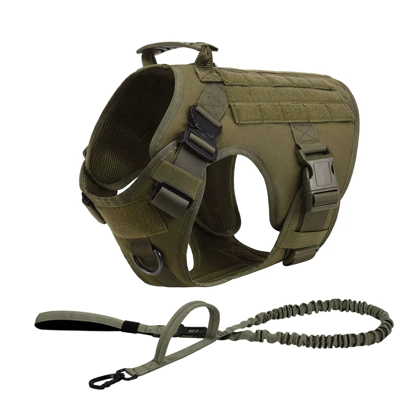 Tactical Dog Harness Set – MOLLE Vest with Collar & Leash, Training & Walking Gear for Medium & Large Dogs like German Shepherds.