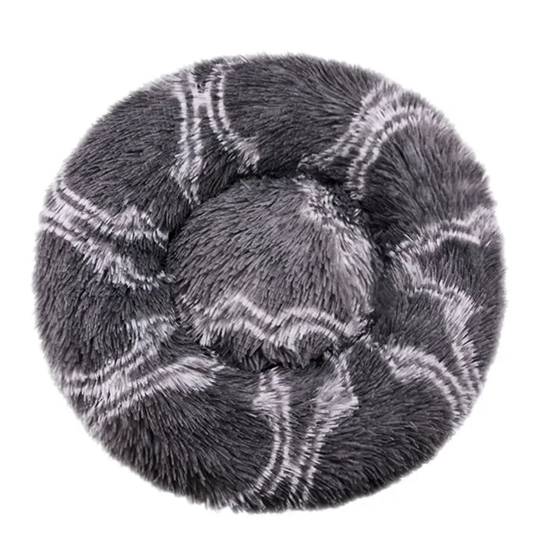 Round Plush Pet Bed – Super Soft Winter Warm Sleeping Bed for Cats & Dogs, Available in 6 Sizes (40–90cm) for Small to Large Pets.