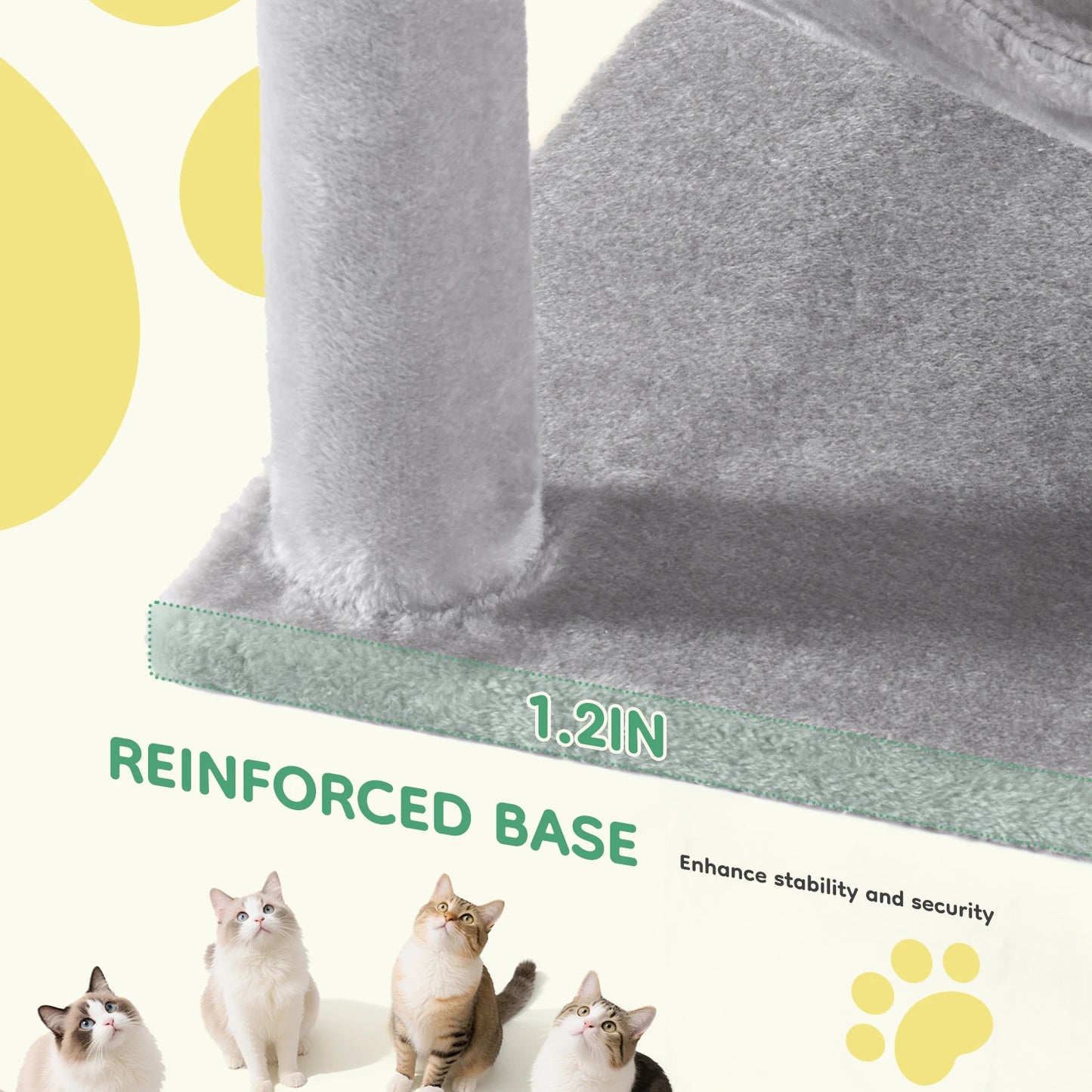 JHK 44" Cat Tree – Tall Multi-Level Climbing Tower with Sisal Scratching Posts & Stable Indoor Cat House Furniture.