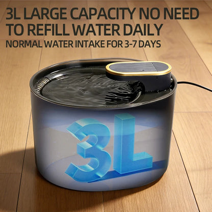 3L USB Pet Water Fountain – Silent Automatic Circulating Water Dispenser with Intelligent Filter for Cats & Dogs, Battery-Free Design.