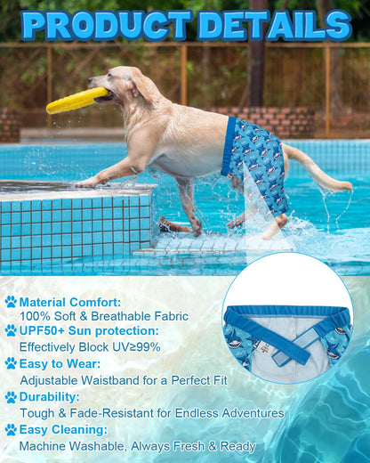 CuteBone Dog Swim Trunks – Quick-Dry UV Protection Swimsuit Shorts with Adjustable Waistband for Small & Medium Dogs, Beach & Pool Wear.