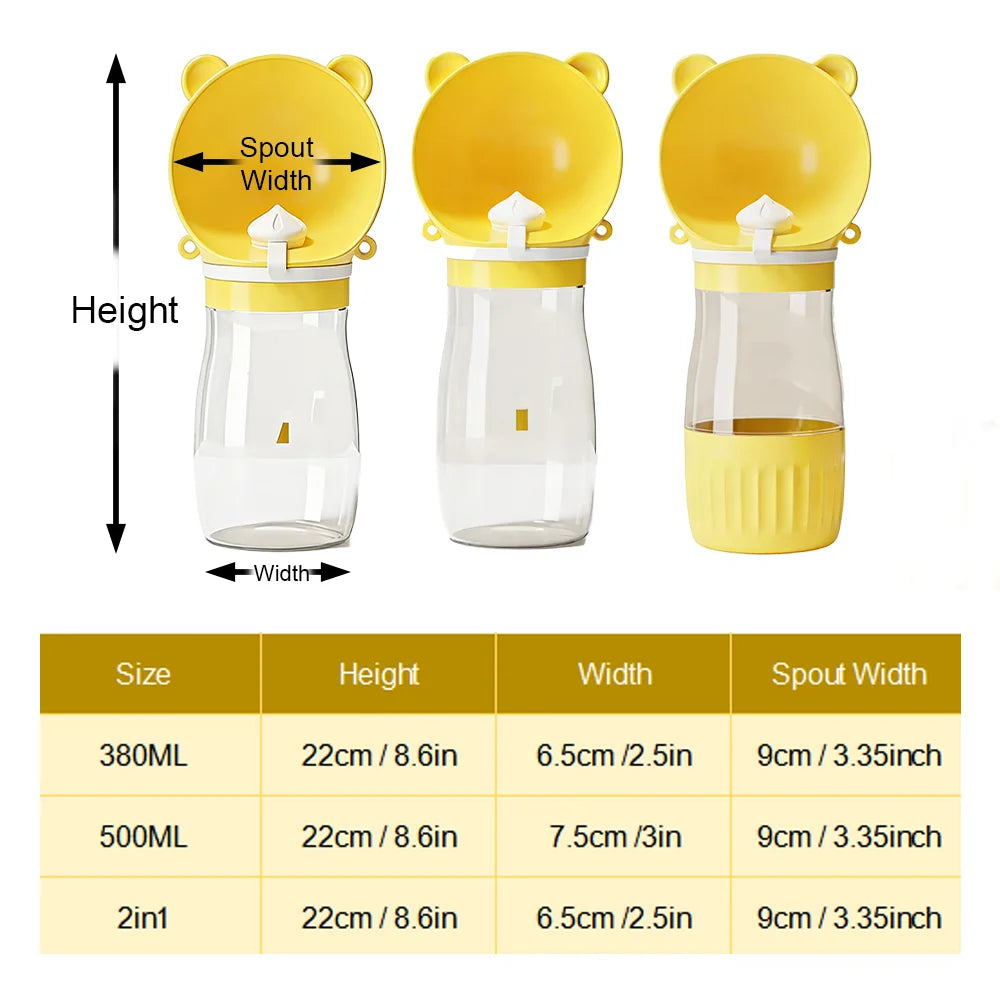 Portable Dog Water Bottle with Food Container – Leakproof Travel Feeder & Drinking Bowl for Dogs & Puppies, Outdoor Pet Supplies.