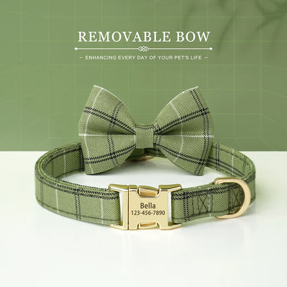 Personalized Pet ID Collar – Cute Bowtie Collar with Free Engraving for Small & Medium Dogs & Cats, Adjustable Buckle Design.