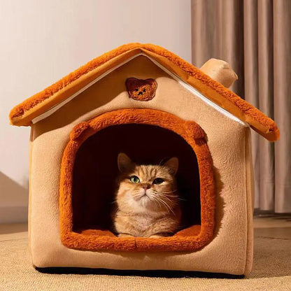 Cozy Pet Cave Bed with Soft Cushion, Warm Indoor Tent House for Cats, Puppies, and Small Dogs.