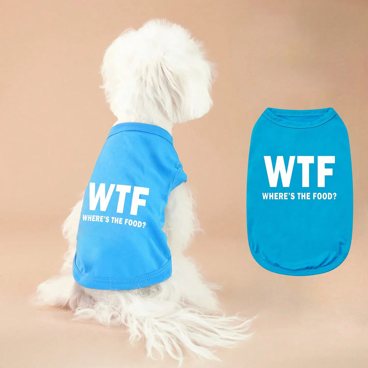 Exclusive Dog Tank Top – Cute “Where’s the Food?” Back Print Pet Shirt for Dogs, and Cats, Soft & Comfortable Everyday Wear