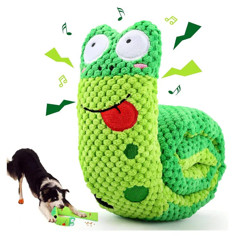 Dog Puzzle Feeder Toy – Interactive Plush Squeaky Snail Toy for Puppies & Dogs, Durable Foldable Pet Training & Treat Toy.