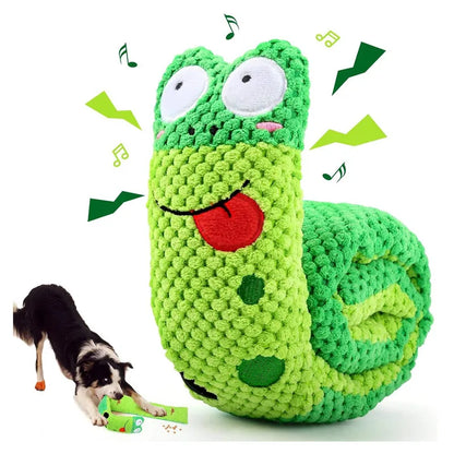 Dog Puzzle Feeder Toy – Interactive Plush Squeaky Snail Toy for Puppies & Dogs, Durable Foldable Pet Training & Treat Toy.