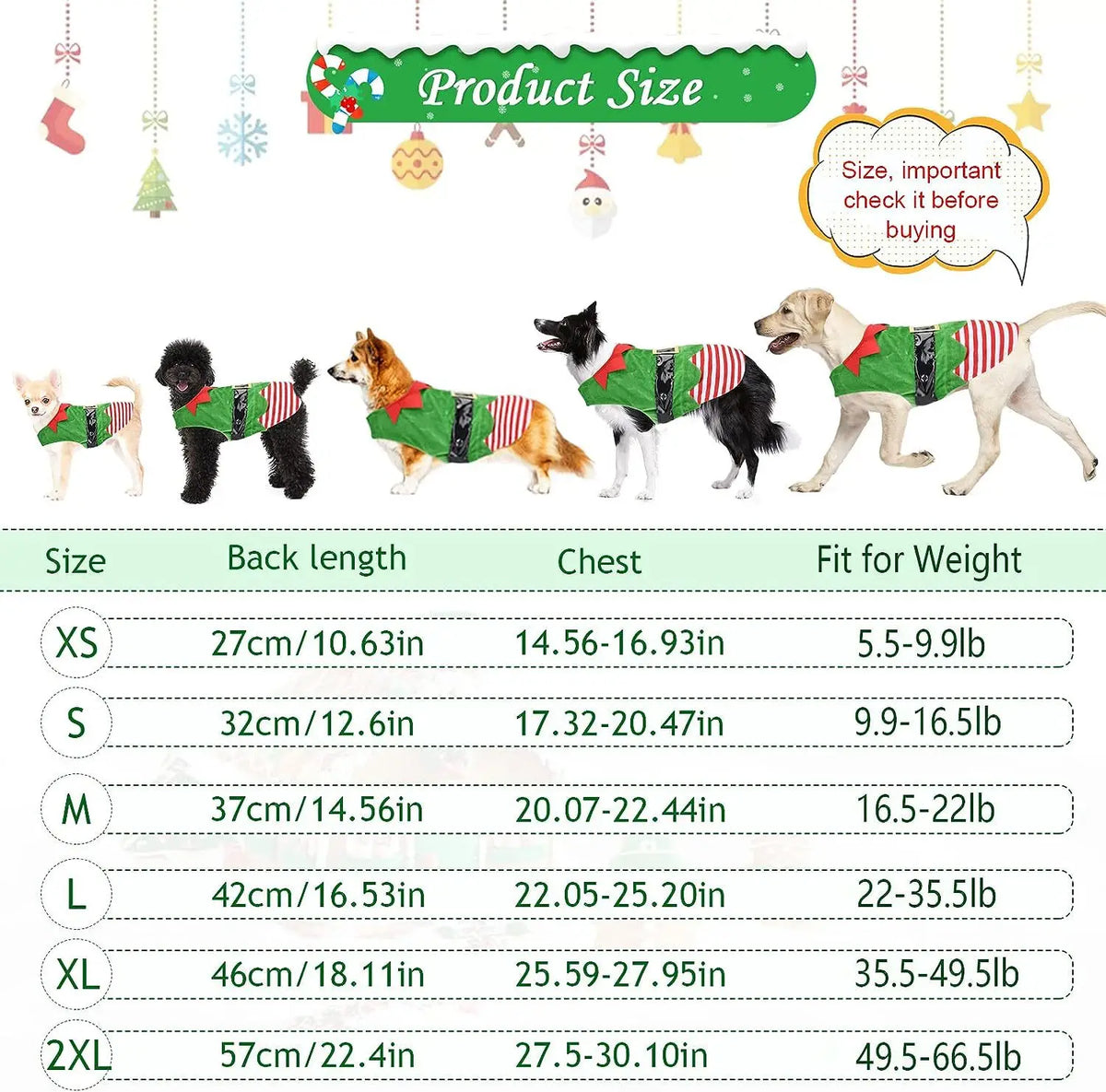 Christmas Elf Costume for Dogs Festive Holiday Party Outfit, Striped Winter Coat for Small and Medium Pets.