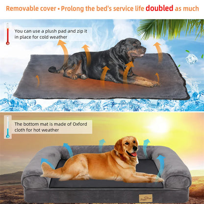 XL–XXL Orthopedic Memory Foam Dog Bed – Calming Plush Sofa with Waterproof Removable Cover for Small, Medium & Large Dogs.