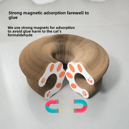 Magic Cat Scratching Board Toy – Round Corrugated Cat Scratcher with Ball Track for Claw Grinding, Play & Kitten Exercise.