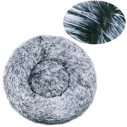 Round Plush Pet Bed – Super Soft Winter Warm Sleeping Bed for Cats & Dogs, Available in 6 Sizes (40–90cm) for Small to Large Pets.