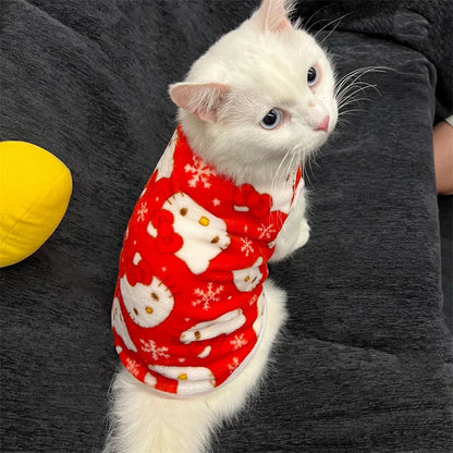 Winter Warm Hello Kitty Pet Sweater – Kawaii Pullover Costume for Cats & Small Pets, Cozy Cold Weather Clothing.