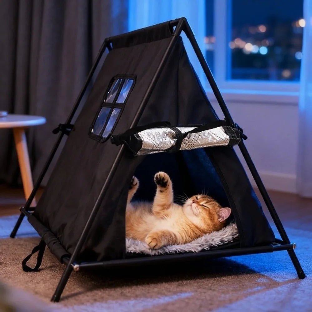 Portable Oxford Pet Tent with Waterproof Cover, Insulated Dog House and Cat Teepee for Indoor & Outdoor Use.