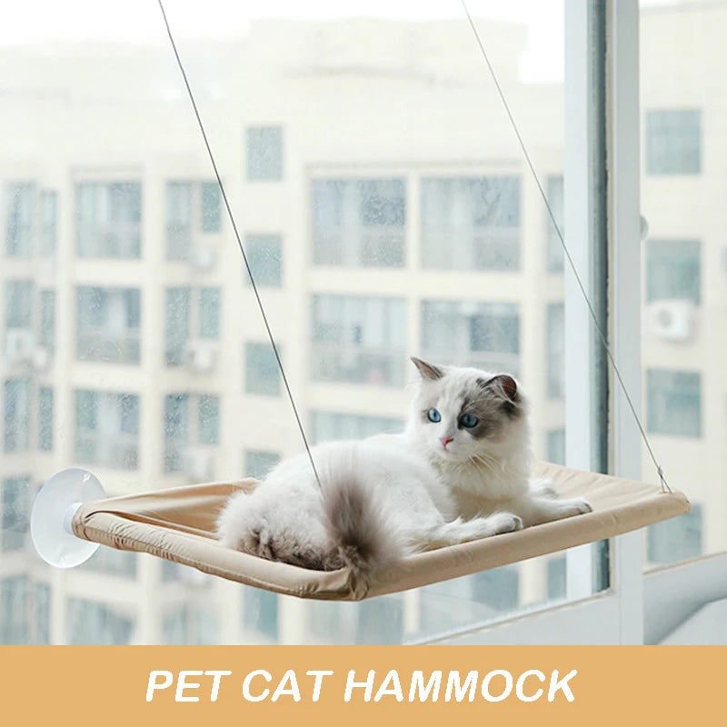 Pet Cat Hammock Aerial Hanging Cat Bed Cats Bed House Kitten Climbing Frame Sunny Window Seat Nest Bearing 20kg Pet Accessories.