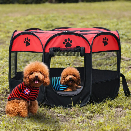 Folding Pet Tent & Playpen – Portable Octagonal Dog House Cage for Outdoor Camping, Puppy Shelter & Pet Play Area.