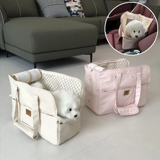 Portable Pet Carrier Bag – Non-Slip Shoulder Handbag & Car Seat for Cats & Small Dogs.