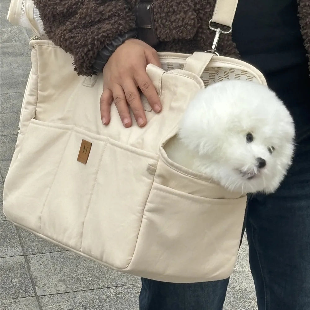 Portable Pet Carrier Bag – Non-Slip Shoulder Handbag & Car Seat for Cats & Small Dogs.