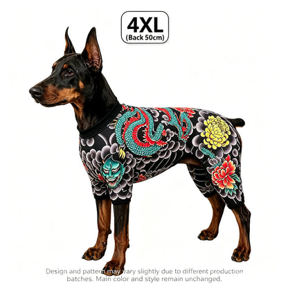 Streetwear Pet Tattoo Bodysuit – 4-Way Stretch Full-Body Costume for Small to Large Dogs & Cats (S–10XL).