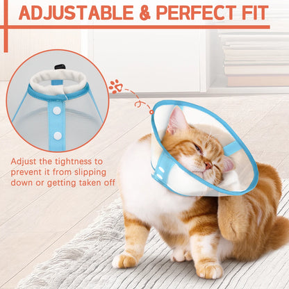 Fashion Contrast Color Pet Elizabethan Collar – Protective Recovery Cone for Cats & Dogs, Ideal for Grooming & Post-Surgery Care.