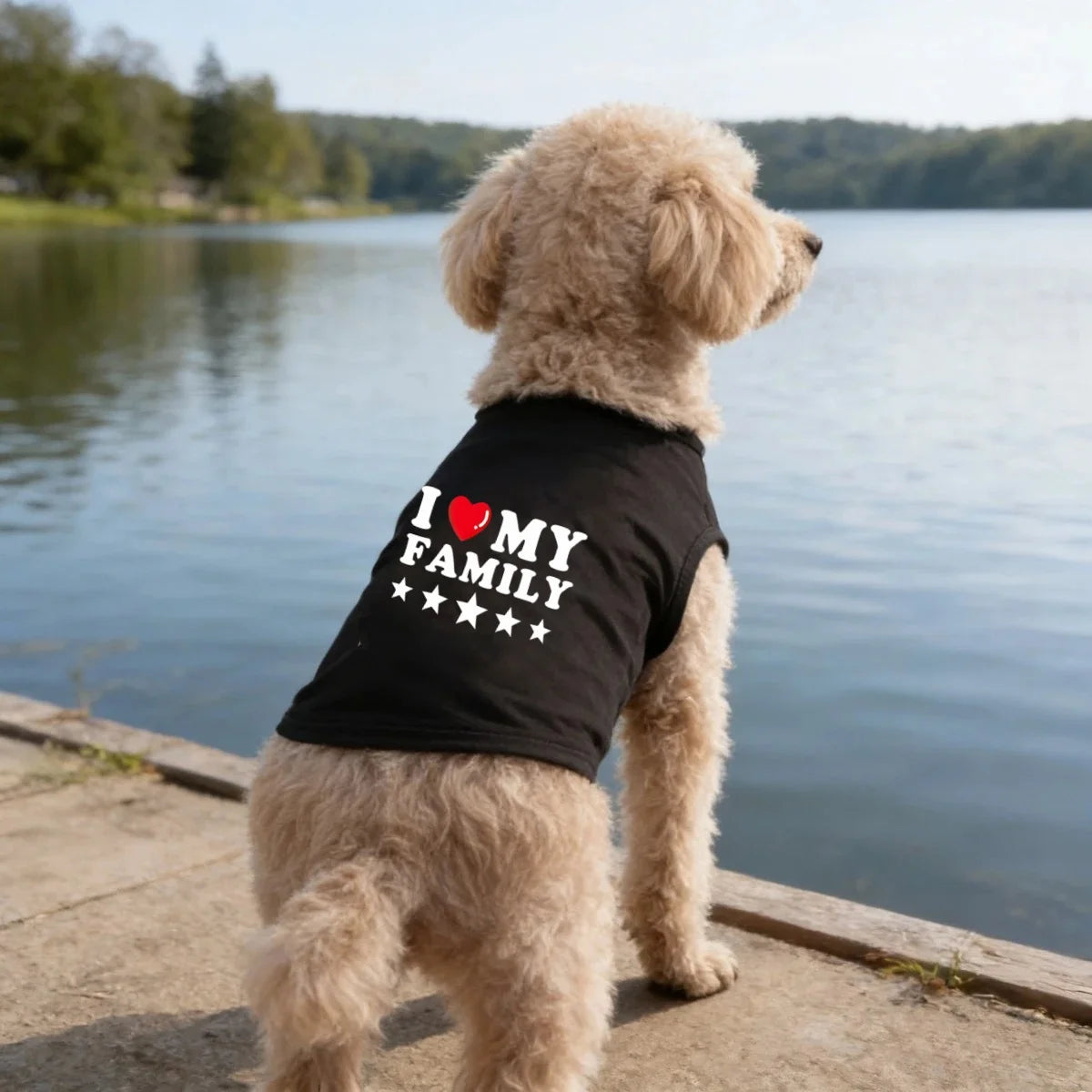 I Love My Family Pet Vest – Soft Sleeveless Letter Print T-Shirt for Dogs, Puppies & Cats.
