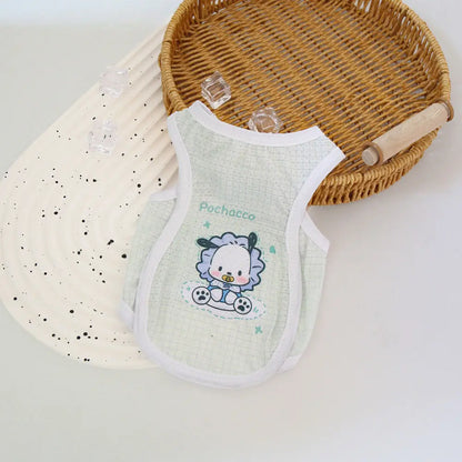 Sanrio Pet Cooling Shirt – Ice Silk Breathable Summer Vest for Small Dogs & Cats, Lightweight Anti-Shedding Cute Pet Clothing.