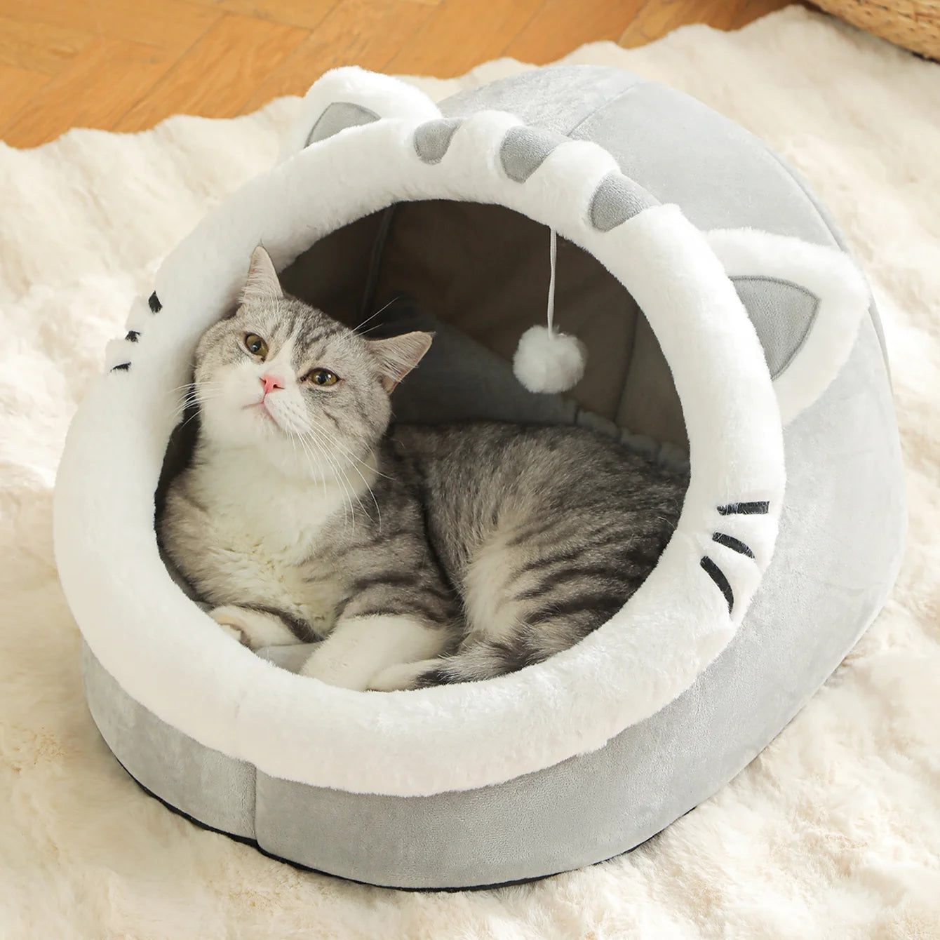 Four-Season Cat Bed House – Soft Comfortable Pet Sleeping Bag & Tent Nest, Cozy Basket-Style Habitat for Cats & Puppies.