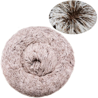 Round Plush Pet Bed – Super Soft Winter Warm Sleeping Bed for Cats & Dogs, Available in 6 Sizes (40–90cm) for Small to Large Pets.